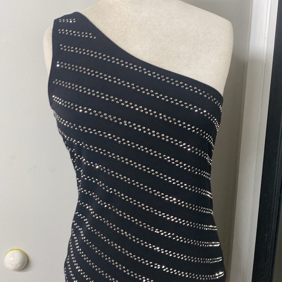 PHILOSOPHY DRESSES STUDDED Asymmetrical One Shoulder Bodycon Cocktail Dress SZ M - Picture 3 of 12